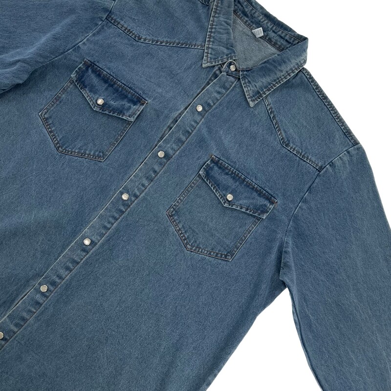 Джинсовая рубашка vintage古着美式复古阿美咔叽水洗做旧长袖日系牛仔衬衫男女n2