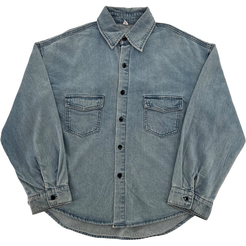Джинсовая рубашка vintage古着美式复古阿美咔叽水洗做旧长袖日系牛仔衬衫男女n2