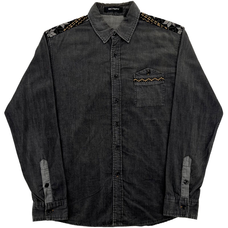 Джинсовая рубашка vintage古着美式复古阿美咔叽水洗做旧长袖日系牛仔衬衫男女n2