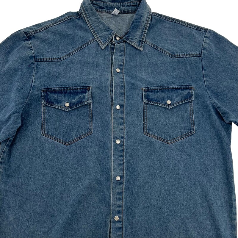 Джинсовая рубашка vintage古着美式复古阿美咔叽水洗做旧长袖日系牛仔衬衫男女n2