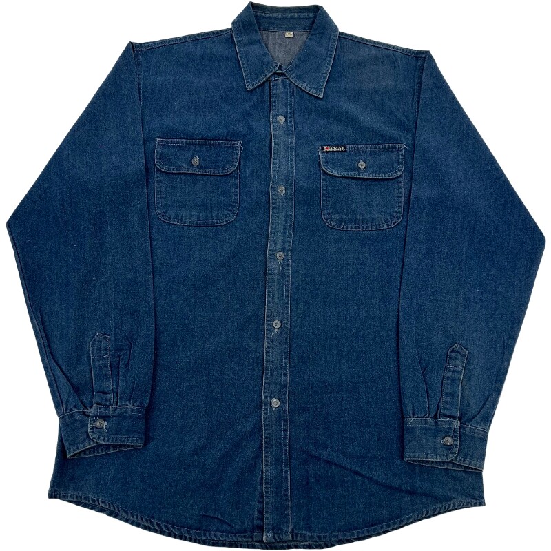 Джинсовая рубашка vintage古着美式复古阿美咔叽水洗做旧长袖日系牛仔衬衫男女n2