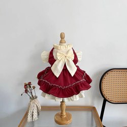 Dog and Cat Lolita Clothes, Princess-Style Skirt with Lace Trim, Suitable for All Seasons, Pure Cotton Teddy Dress, Cute