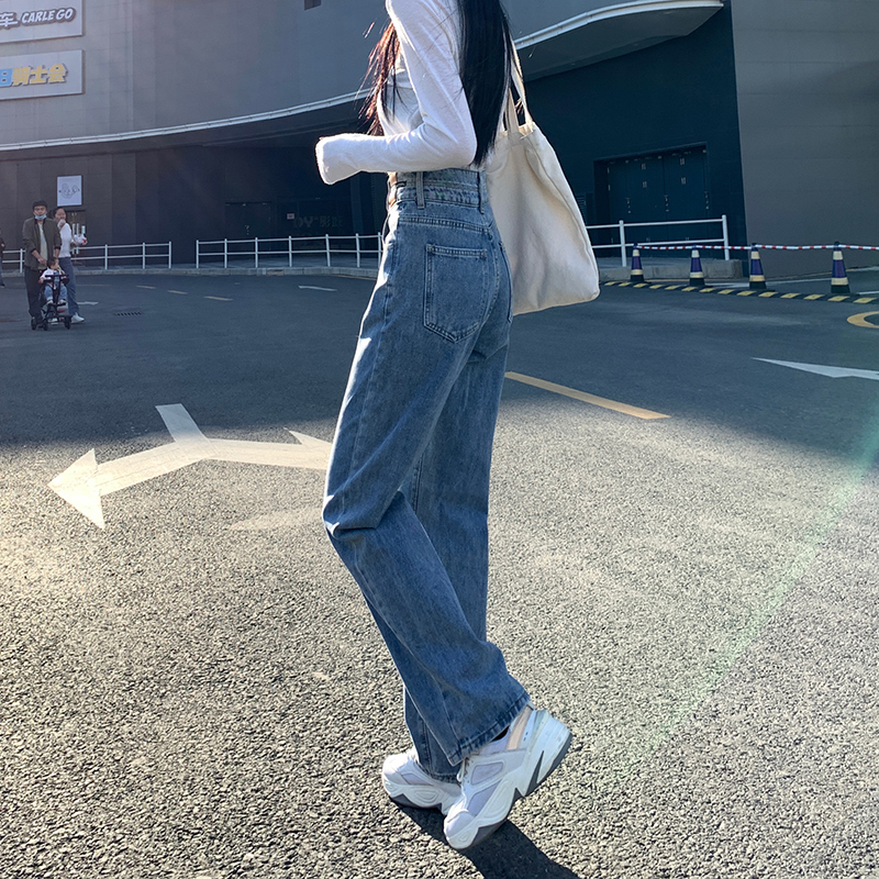 High Waist Broadlegged Pants Jeans Women Spring Autumn 2023 New Burst Straight Barrel Pants Lady Pants Fall-Taobao