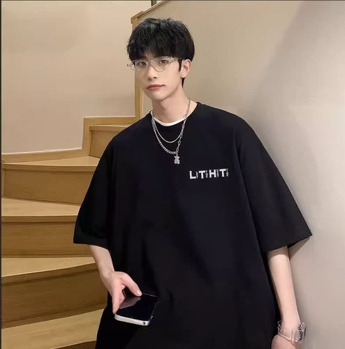 Хлопковая приятная телу трендовая летняя футболка, короткий рукав, оверсайз, в американском стиле