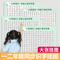 First and second grade Chinese literacy table wall chart for primary school students volume one and volume two vocabulary list literacy learning wall chart