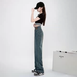 Весенние джинсы, штаны, высокая талия, свободный прямой крой, по фигуре