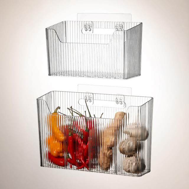 Kitchen Ginger and Garlic Storage Box Kitchen Punch-free Storage Shelf Wall-mounted Seasoning Blanket Storage Box Debris Storage Box