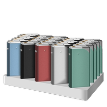 High-end metal straight-through windproof lighter with custom printed logo and blue flame for commercial use explosion-proof and durable