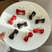 Bow headband hairpin female rabbit ear clip high-end side broken hair bangs clip small claw clip hairpin clip