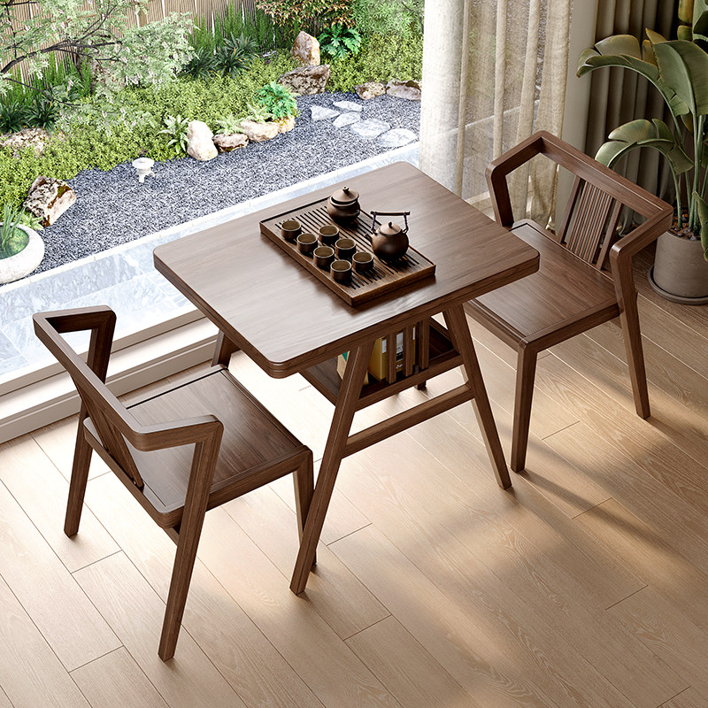 Solid wood balcony small table and chairs Three sets Composition Leisure chair Small family type One table Two chairs for reading tea table and chairs Ideas-Taobao