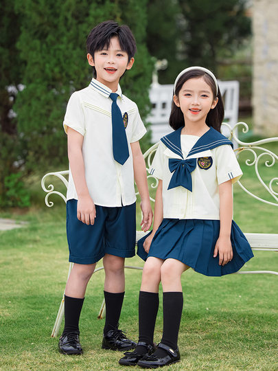 Kindergarten clothing summer clothing college style children's day performance clothing graduation photos primary school students pure cotton class uniform