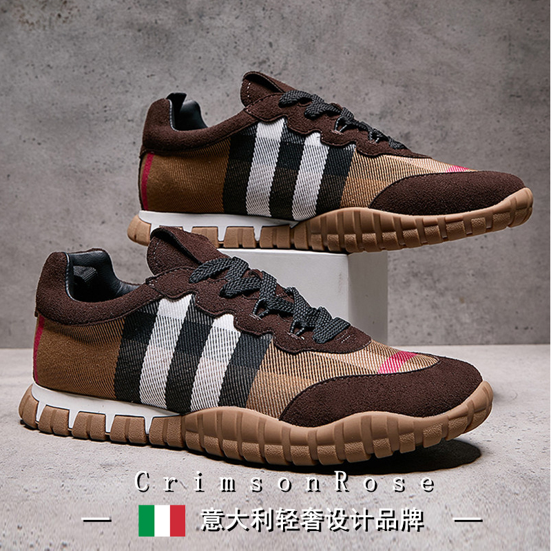 Cr Light Luxury Italian 2026 Spring/Summer Genuine Leather Retro Fashion Patchwork Trendy Brand Sports Casual Shoes Lightweight Sneakers for Men