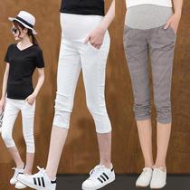 Pregnant women in summer wear seven-pants pants thin button pants pants wear strength wear summer