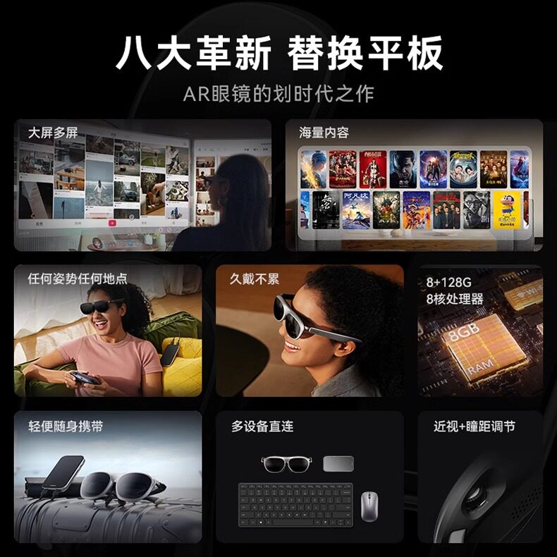 ar设备 【送折叠键盘＋手柄】rokidarlite乐奇智能ar眼镜max2若琪air3d观影游戏手机ai非vr支持三联屏全生态应用
