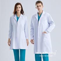 Knowlson White Coat Mens and Womens Long Hospital Work Clothes Laboratory Coat White Mens Long Sleeve XL