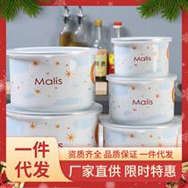 TAO83 enamel bowl fresh-keeping 10-18 enamel large capacity refrigerated sealed fresh-keeping bowl cooking salad ice bowl