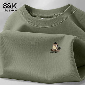 Baleno S&K Heavyweight Pure Cotton Long-Sleeve T-Shirt for Men 2026 New Spring and Autumn Base Layer Shirt Men's T-Shirt a