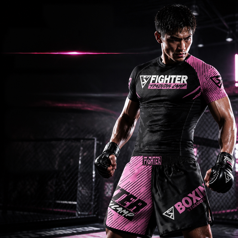 Muay Thai Shorts, Tight-Fitting Quick-Drying Short-Sleeved Suit for Men and Women, Ufc Fighting, Mma Boxing, Fighting, Sanda Training Clothes