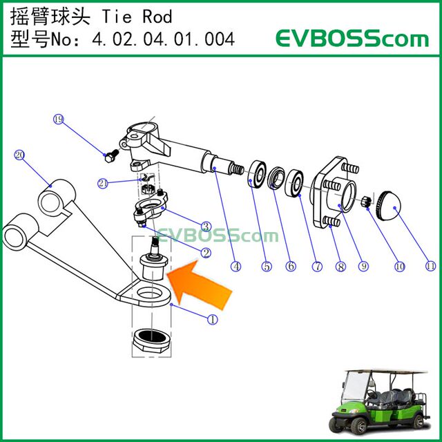 4.02.04.01.004 Tie Rod Ball Joint/ Dongguan Excellence Excar Golf Cart Lower Control Arm