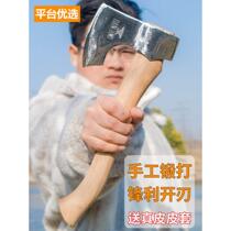 Handmade forged family exposed camping Tomahawk 65 manganese steel small hand axe Surviving cleaving wood Neiman shaft bearing steel axe