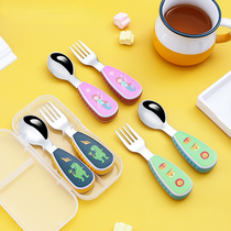 kids fork Stainless steel childrens small spoon cartoon pat