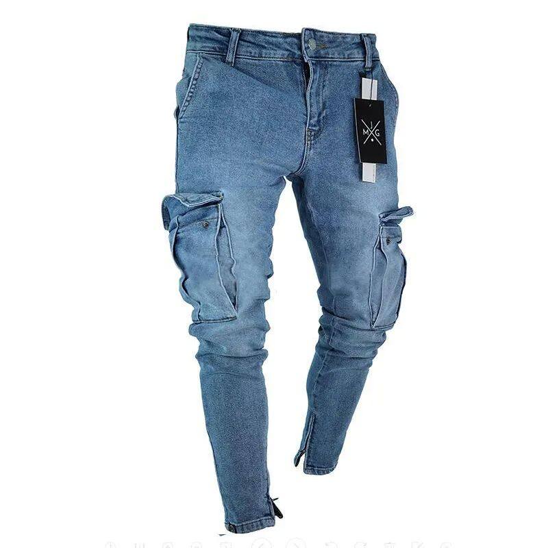 Mens Sretchy Skinny Ripped Jeans Men Side Pocket Washed SlimTaobao