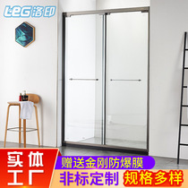 One-line double-open silent room 304 stainless steel shower room matte black partition bathroom glass room silent fs02