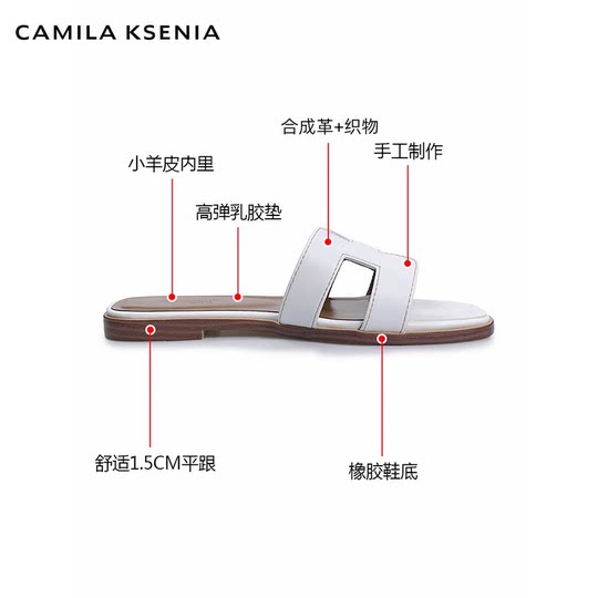 CAMILA KSENIA offizieller Store 2025 neue Damen-Herbst-Flip-Flops, modische weiße Sandalen mit flacher Sohle