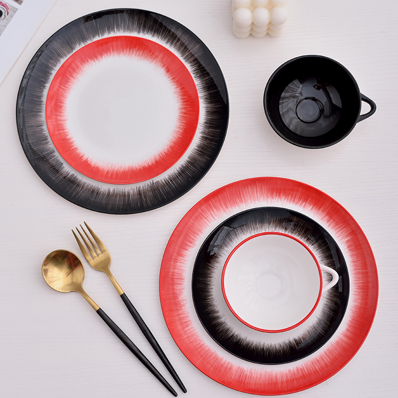Belgian Ceramic Tableware Dark Plate Fruit Plate Minimalist Cool Dark Style High-End Chinese and Western Food Plate
