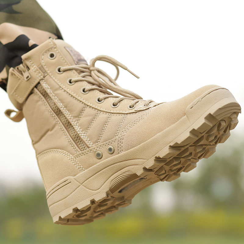 Authentic Training Boots for Men, Spring and Summer High-Top Tactical Boots, Outdoor Hiking Shoes, Non-Slip and Wear-Resistant Martin Boots, Outdoor Hiking Shoes