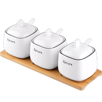 Household ceramic seasoning jar seasoning jar combination set storage box kitchen seasoning box salt shaker MSG 2912