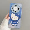Metal Leather Denim Kt Phone Case Suitable for Apple 17 Pro Max, Huawei Mate 60, Creative Pura 70, Cute Oppo Reno 14, Cartoon Vivo S30/X200, Full Coverage Honor 400 for Women