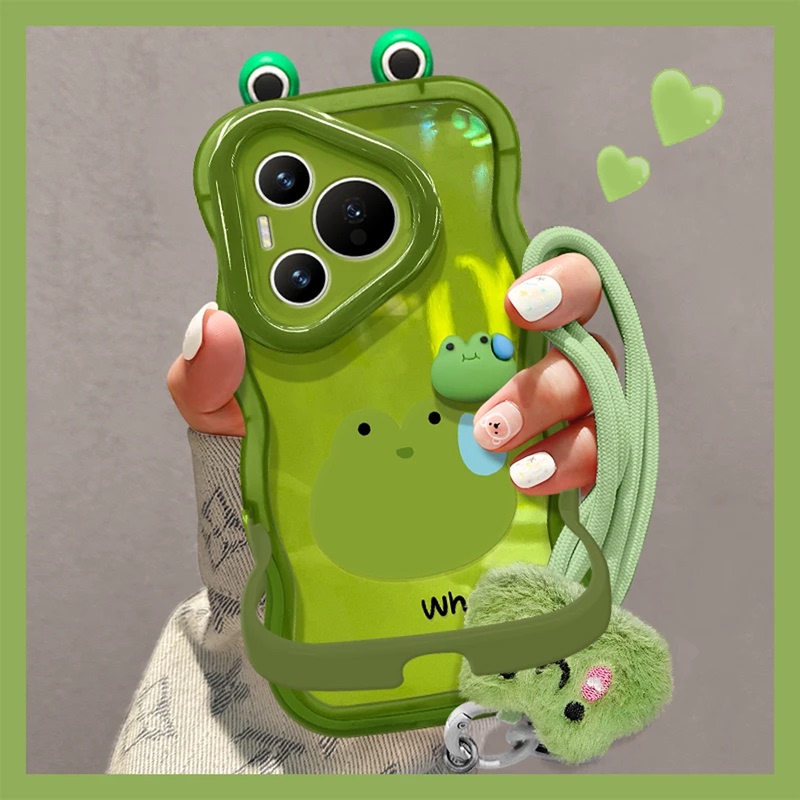 Double Stand Sweat-Absorbing Frog Phone Case Suitable for Apple 17 Pro Max, Huawei Mate 60 Pro, Fun Pura 70 3D Figurine, Reno 16 Creative Vivo S60 Premium X300 for Men and Women