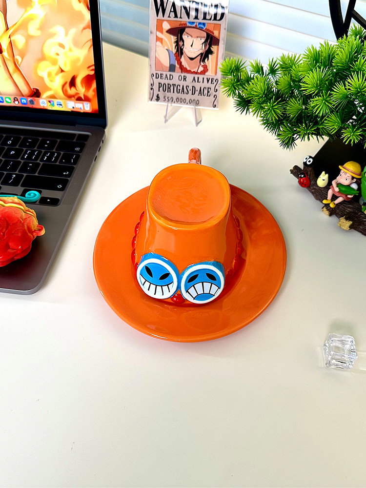 Collectible Asl Hat Ceramic Cup Ace Luffy Sabo Collection White Cloud Clay Mark Limited Edition 5000 Sets Figurine
