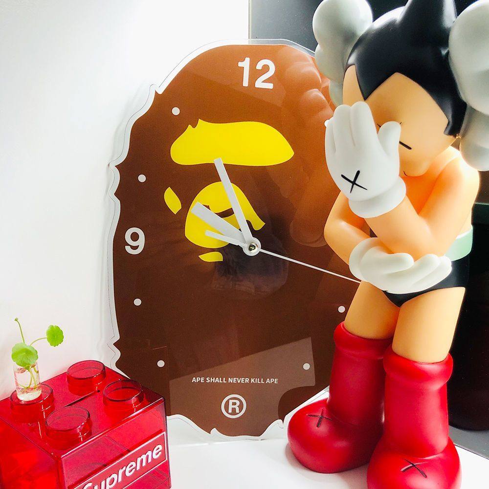Bape Ape Clock Trendy Brand Internet-Famous Clock Simple Creative Modern Silent Wall Clock Home Living Room Decoration ins