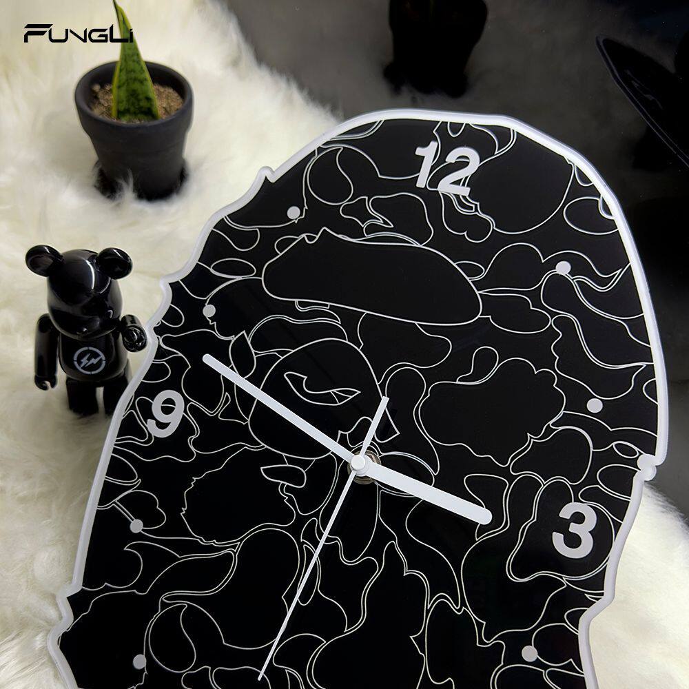 Bape Black Camouflage Wall Clock Trendy Brand Internet-Famous Clock Simple Home Decoration Painting Living Room Bedroom Silent Wall Clock