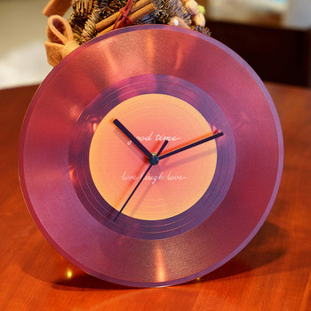 Hicat Sunset Gradient Real Record Wall Clock ins Creative Home Decor Stylish High-Value Gift Silent Clock