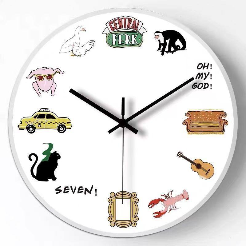 Fashionable and Simple Clock, Friends-Themed Wall Clock, American Tv Series Silent Clock, Glass Clock for Bedroom and Living Room