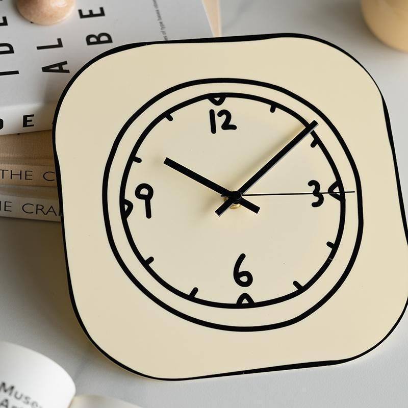 Cream-Colored Modern Minimalist Acrylic Clock, Wall-Mountable Design, Silent Clock for Living Room, Creative and Playful Desktop Ornament