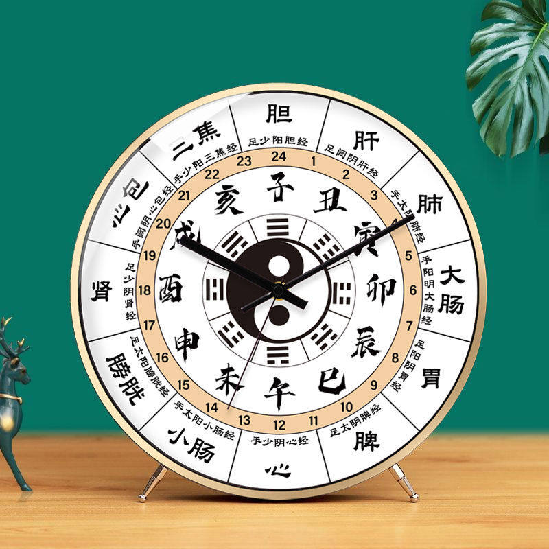 Meridian Flowing Eight Trigrams Creative Table Clock Traditional Chinese Medicine Health Care Home Clock Beauty Salon Spa Club Silent Table Clock