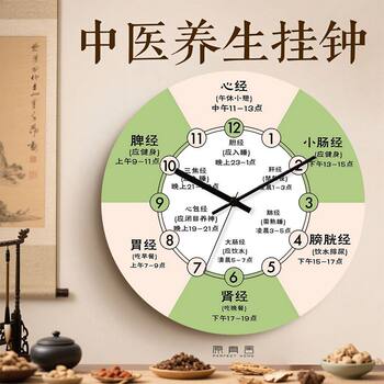 Physiotherapy Twelve Hours Traditional Chinese Medicine Clinic Health Care Wall Clock Meridian Flow Silent Wall Decorative Clock
