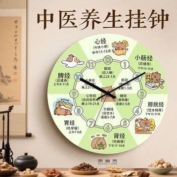 Traditional Chinese Medicine Therapy Wall Clock - Twelve Hour Health Care Clock - Meridian Flow Silent Wall Decorative Clock