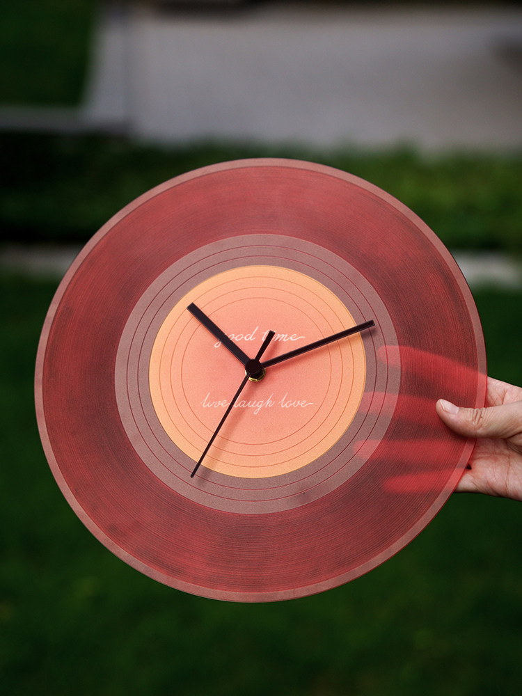 Hicat Sunset Gradient Real Record Wall Clock ins Creative Home Decor Stylish High-Value Gift Silent Clock