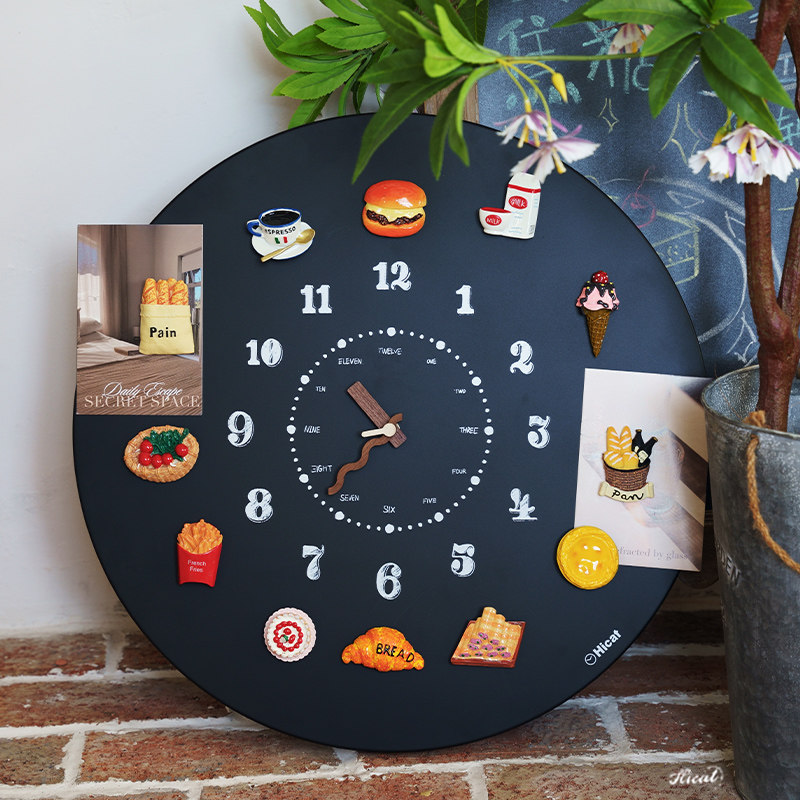 Retro Blackboard Wall Clock Magnet Pastoral DIY Magnetic Wall Hanging High-End Art Clock Living Room Home Decoration Clock