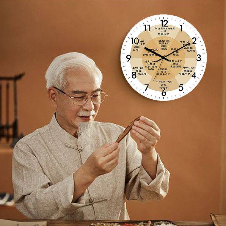 Silent Health-Preserving Wall Clock, Therapy with Twelve Hours of Meridian Flow, Traditional Chinese Medicine Clinic Wall Clock, Wall Decoration Clock