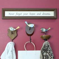 American country pastoral retro solid wood bird decorative hook creative wall hook clothes hook clothing hook