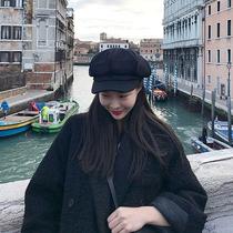 Beret female autumn and winter ins octagonal hat black retro painter hat British newsboy hat Korean version Japanese Joker Joker