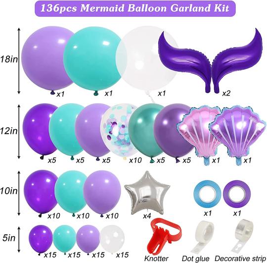 开业活动美人鱼气球拱门套装海洋主题气球派对背景装饰气球链套餐