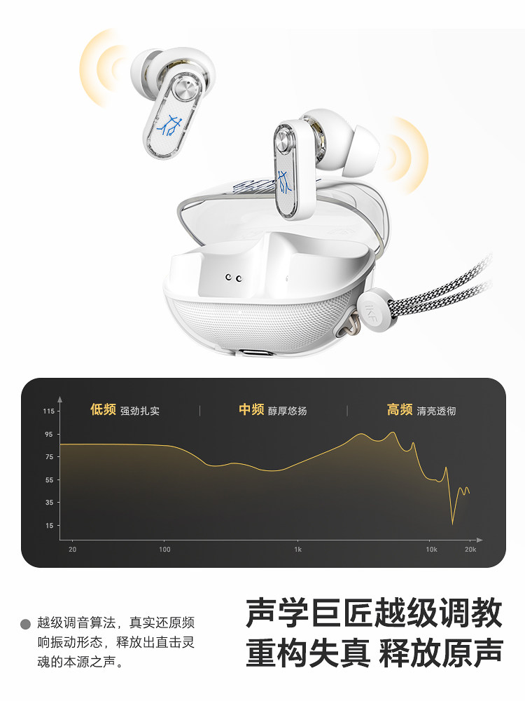 Misheng Gemini Bluetooth Headphones, Noise-Cancelling, In-Ear, True Wireless, Active High-Quality Sound, Long Battery Life