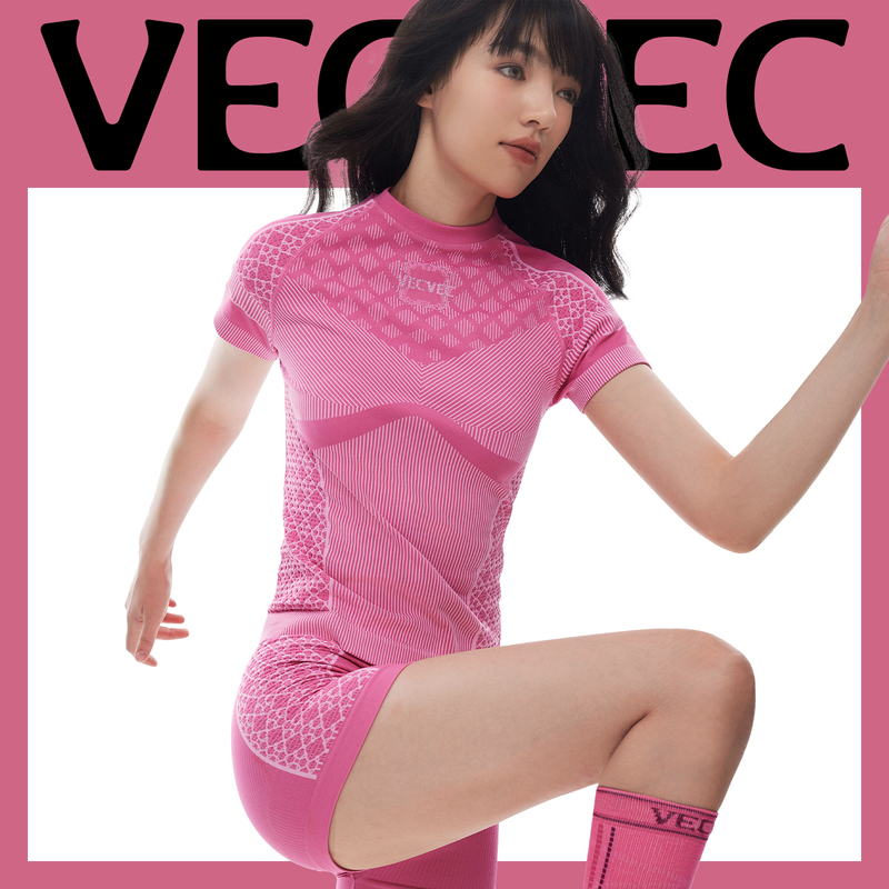 Vevec Pink Sports Top for Women, Summer Thin Quick-Drying Short-Sleeved T-Shirt, Outdoor Running Golf Women's High-End Clothing